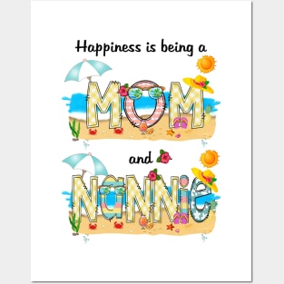 Happiness Is Being A Mom And Nannie Summer Beach Happy Mother's Posters and Art